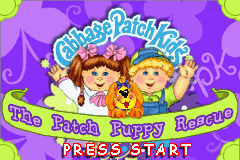 Cabbage Patch Kids: The Patch Puppy Rescue title screen for GameBoy Advance